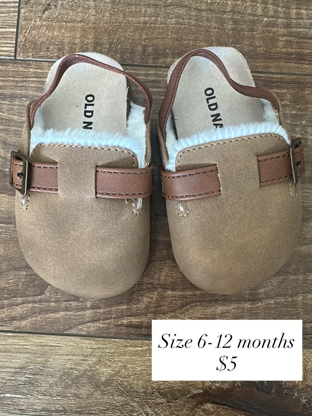 Old Navy Brown Faux-Suede Baby Clogs with Faux-Fur Trim